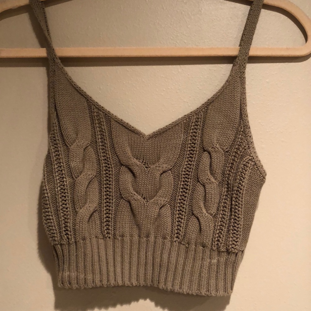 Green crop top spaghetti strapped sweater